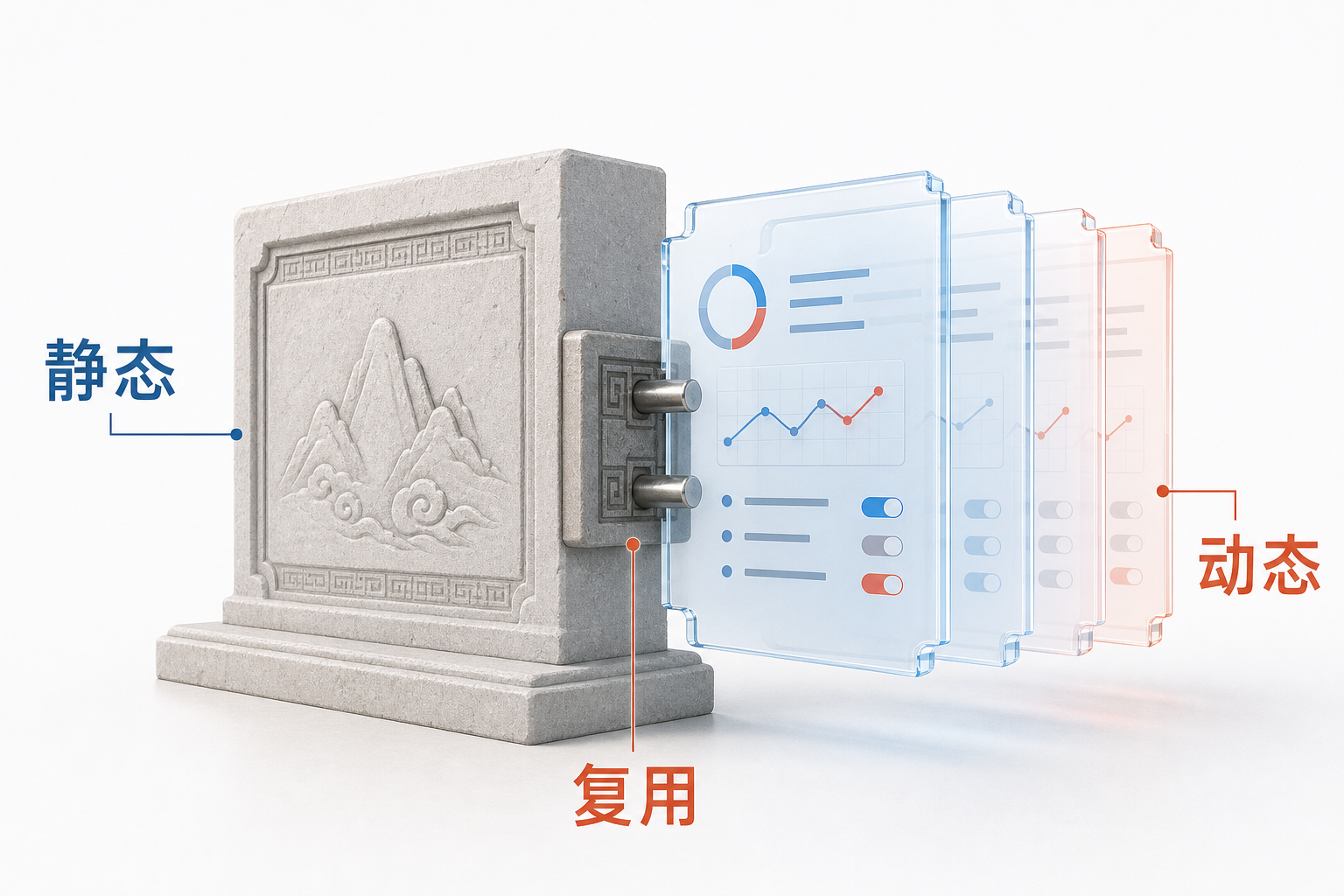 AIOps 概念图：静态段和动态段